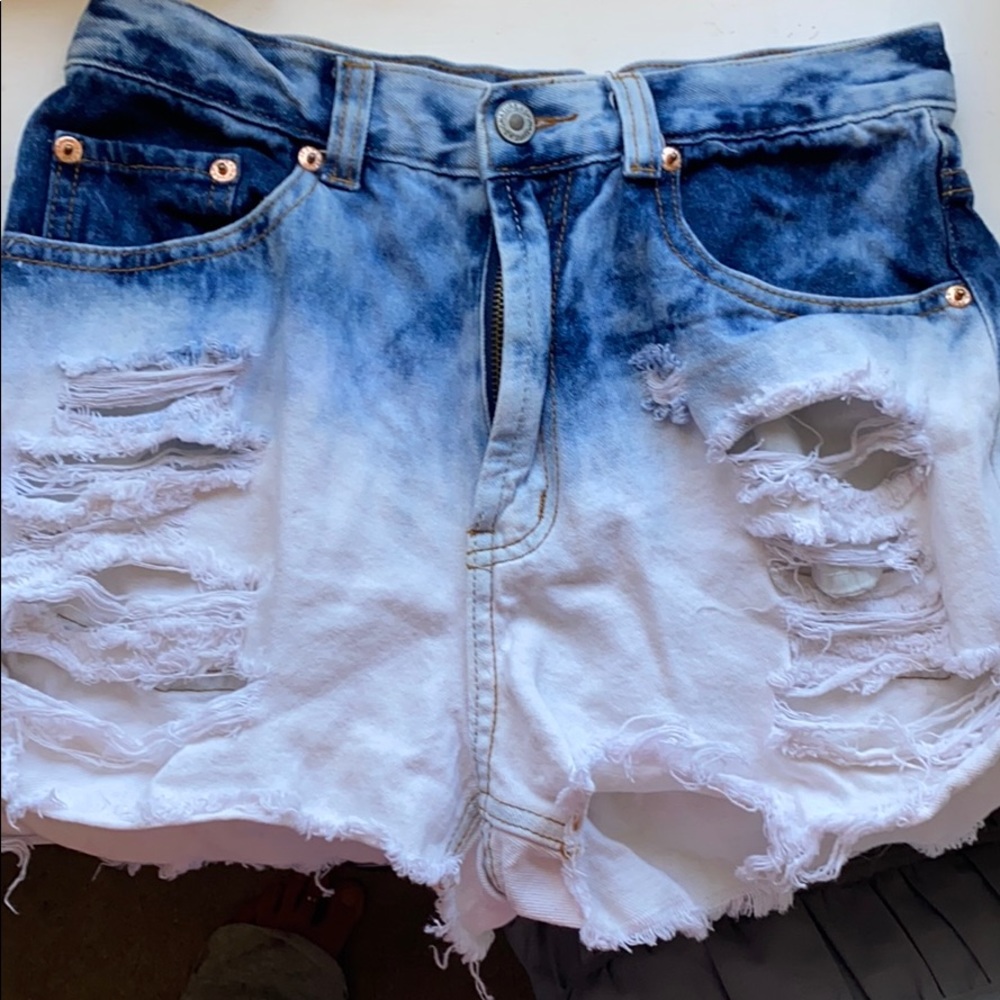 Ripped jean shorts